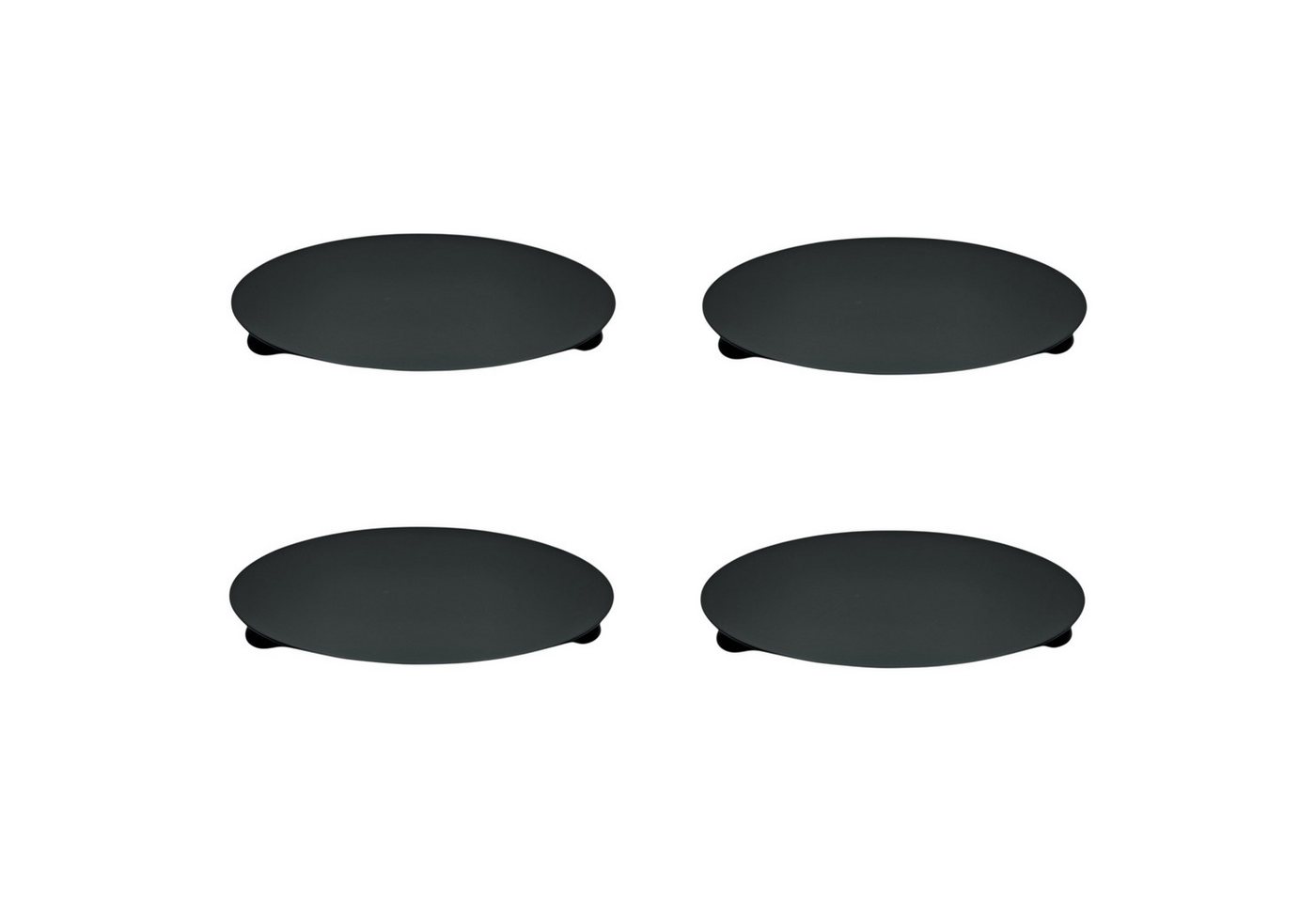 Meinposten Kerzenhalter schwarz 4 Stück Stumpenkerzen Teller Kerzenteller Weihnachten 12 cm (Set, 4 St., 4er Set), aus Metall mit Füßen von Meinposten