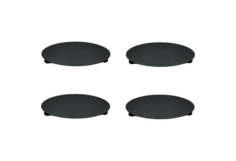 Meinposten Kerzenhalter schwarz 4 Stück Stumpenkerzen Teller Kerzenteller Weihnachten 12 cm (Set, 4 St., 4er Set), aus Metall mit Füßen von Meinposten