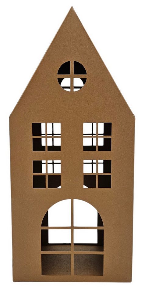 Meinposten Kerzenlaterne Windlicht Kerzenhalter Rostoptik Haus Metall Deko Laterne 40 cm (1 St) von Meinposten