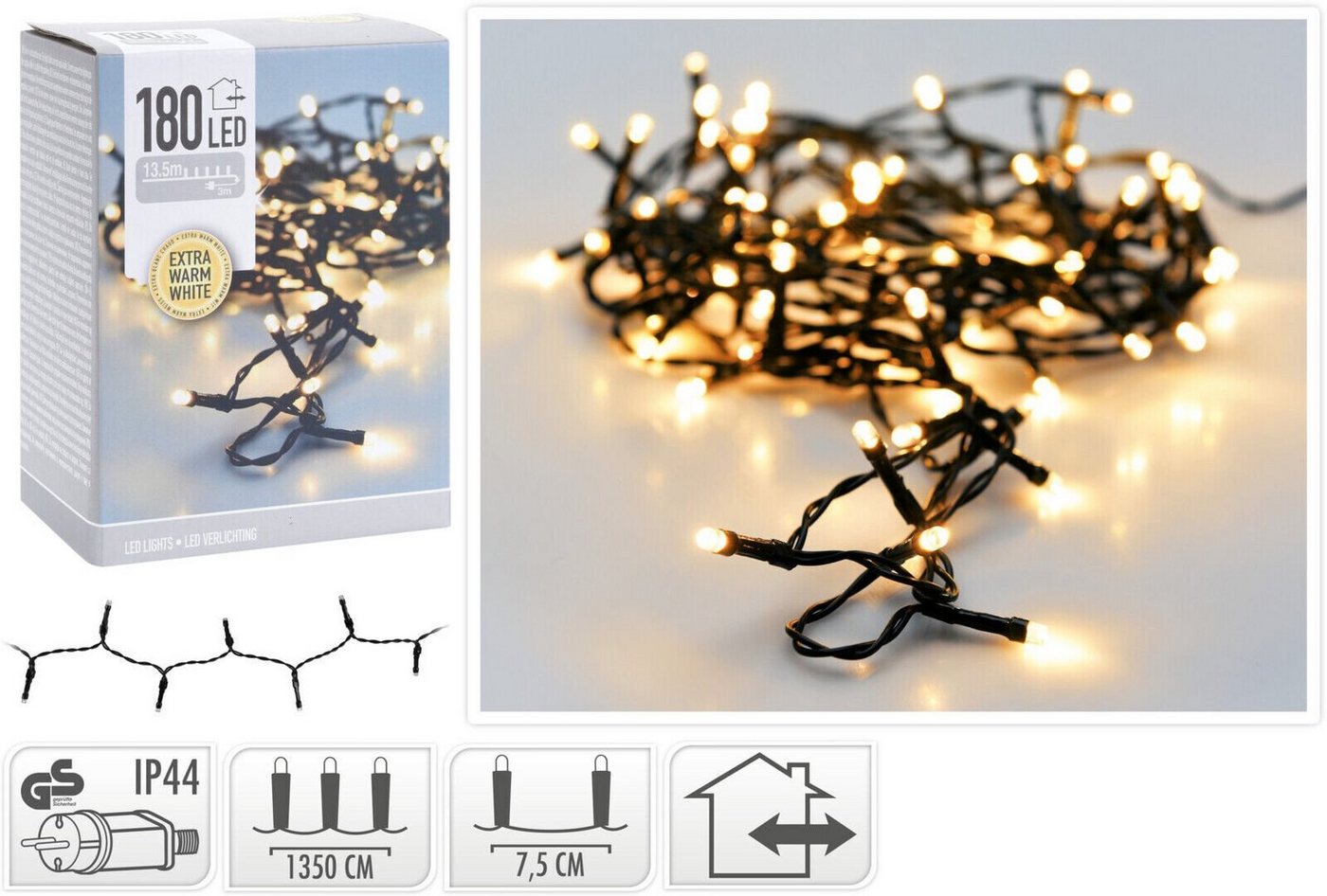 Meinposten LED-Lichterkette Lichtergirlande LED Warmweiß innen außen Weihnachtsbeleuchtung, Cluster von Meinposten