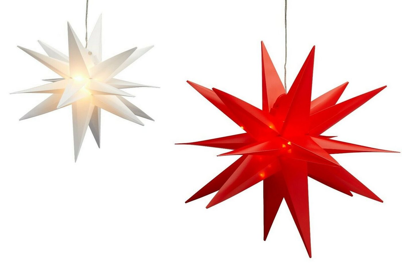 Meinposten LED-Lichterkette Stern Weihnachtsstern LED Ø 35 cm Timer weiß oder rot Beleuchtung, Innen & außen geeignet von Meinposten