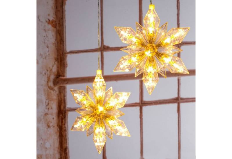 Meinposten LED-Lichterkette Weihnachten Stern LED 2er Set Beleuchtung Timer warmweiß, Mit Timer: 6 Stunden an / 16 Stunden aus von Meinposten