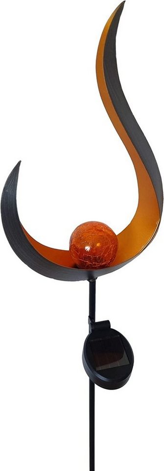 Meinposten LED Solarleuchte Solarleuchte SKY Solar Solarlampe schwarz Metall H 90 cm, LED fest integriert, orange von Meinposten