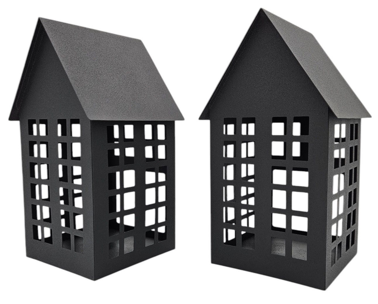 Meinposten Laterne Windlicht Metall Haus schwarz 2er Set Teelichthalter Laternenhaus (2-St., 2er Set) von Meinposten
