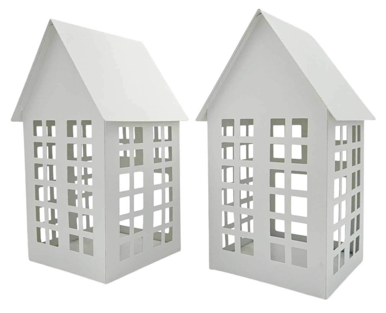 Meinposten Laterne Windlicht Metall Haus weiß 2er Set Teelichthalter Deko Laternenhaus (2-St., 2er Set) von Meinposten