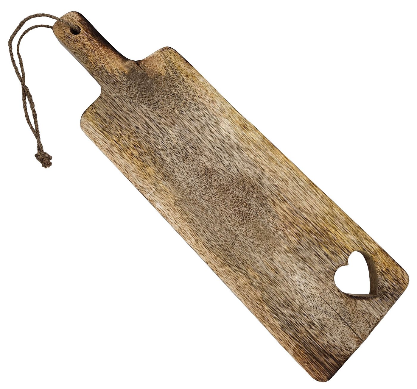 Meinposten Schneidebrett Mangoholz HERZ Küchenbrett Brotschneidebrett Holzbrett 50 cm, Holz, (1-St) von Meinposten