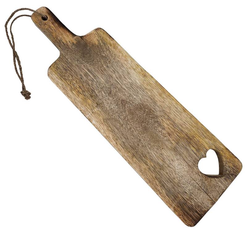 Meinposten Schneidebrett Mangoholz HERZ Küchenbrett Brotschneidebrett Holzbrett 50 cm, Holz, (1-St) von Meinposten