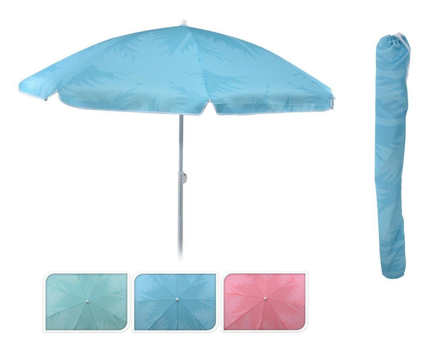 Meinposten Sonnenschirm Strandschirm Balkonschirm Schirm UV Schutz 30+ knickbar Ø 155 cm, abknickbar, mit Tragetasche von Meinposten