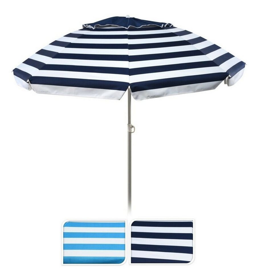 Sonnenschirm Strandschirm Balkonschirm UV Schutz 50+ knickbar gestreift Ø 155 cm, abknickbar, höhenverstellbar von Meinposten
