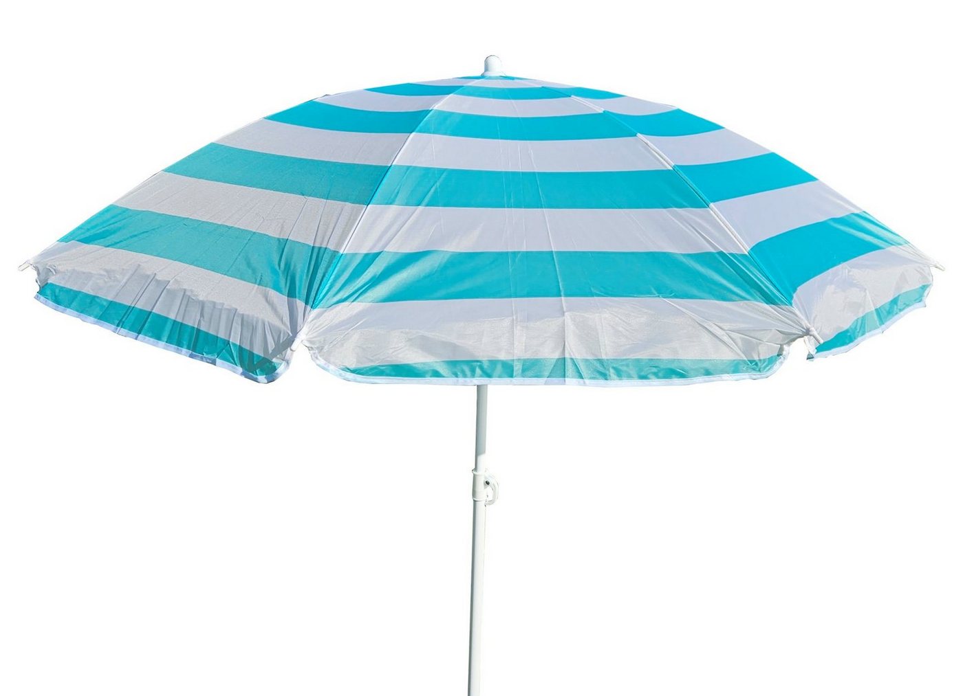 Meinposten Sonnenschirm türkis weiß gestreift Schirm Strandschirm Ø 140 cm, höhenverstellbar von Meinposten