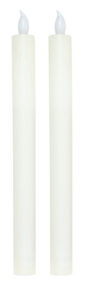 Meinposten Spitzkerze Stabkerzen LED 2er Set Batteriebetrieb warmweiß flackern (2er Set, 2-tlg) von Meinposten