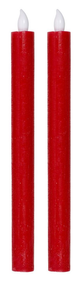 Meinposten Spitzkerze Stabkerzen LED 2er Set Batteriebetrieb warmweiß flackern (2er Set, 2-tlg) von Meinposten