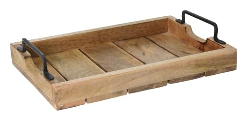 Tablett Dekotablett Holz Mango braun Holztablett Deko Kerzentablett Dekoration (38 x 25,5 cm) von Meinposten