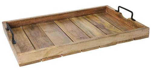 Tablett Dekotablett Holz Mango braun Holztablett Deko Kerzentablett Dekoration (57 x 39 cm) von Meinposten