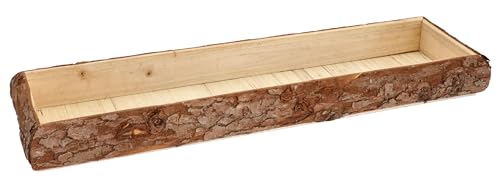 Meinposten Tablett Holz Natur Baumrinde Dekobrett Holztablett Schale Servierbrett Länglich 50 cm rustikal (XL 50 cm) von Meinposten