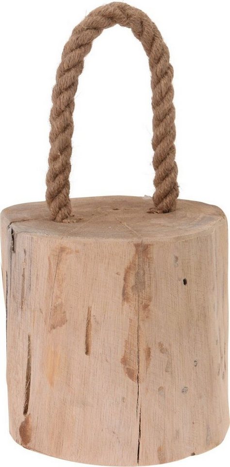 Meinposten Türstopper Holz 1,4 kg Maritim Rustikal Holzstamm mit Kordel Teakholz Natur (1 St) von Meinposten
