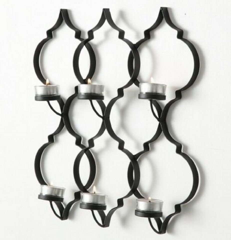Meinposten Wandkerzenhalter Kerzenhalter schwarz Metall Teelicht Teelichthalter Höhe 40 cm 6er Teelichthalter (1 St) von Meinposten