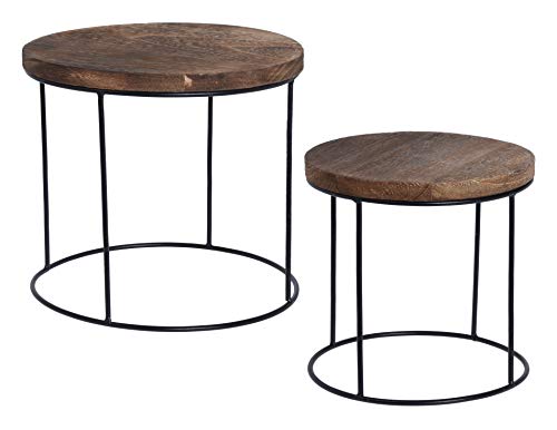 Meinposten. 2 kleine Beistelltische Couchtisch Beistelltisch Nachttisch Holz Metall 2er Set Blumenhocker Pflanztreppe Hocker von Meinposten.