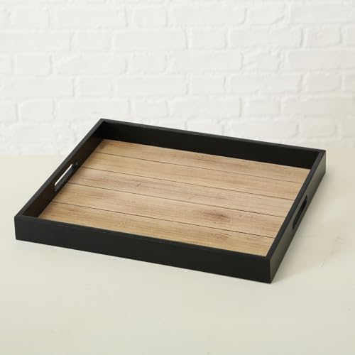 Tablett Dekotablett Landhaus-Stil Schwarz Groß Rechteck Holz (Tablett Groß 40x35 cm) von Meinposten