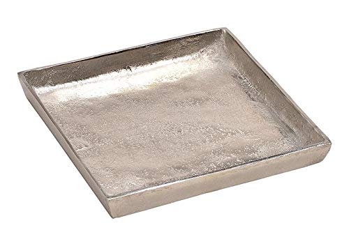 Tablett Dekoteller Silber Metall massiv Tischdeko Schale Dekoschale Dekotablett (Modell 1: 20 x 20 cm) von Meinposten.