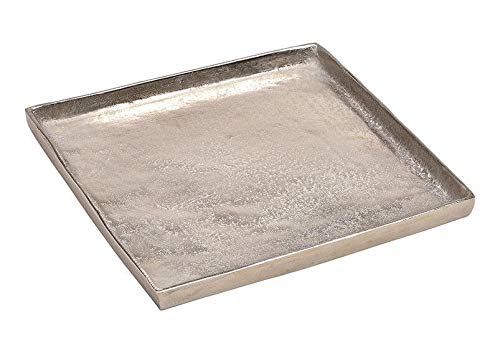 Tablett Dekoteller Silber Metall massiv Tischdeko Schale Dekoschale Dekotablett (Modell 3: 30 x 30 cm) von Meinposten.