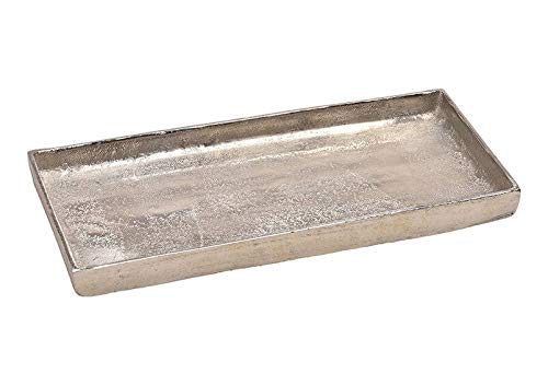 Tablett Dekoteller Silber Metall massiv Tischdeko Schale Dekoschale Dekotablett (Modell 4: 30 x 15 cm) von Meinposten.