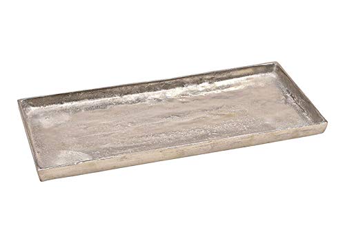 Tablett Dekoteller Silber Metall massiv Tischdeko Schale Dekoschale Dekotablett (Modell 5: 44 x 20 cm) von Meinposten.