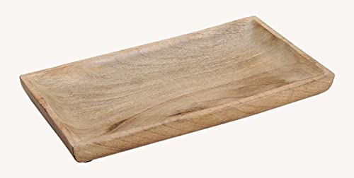 Meinposten Tablett Holztablett Mangoholz massiv Dekoschale Schale Mango Holz (Großes Tablett, 38 x 20 cm) von Meinposten