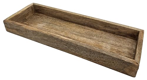 Tablett Mangoholz Dekotablett massives Holz Tischdeko Serviertablett 34 x 12 cm von Meinposten