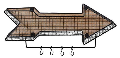 Wandregal Regal Küchenregal Hängeregal mit 4 Haken Metall schwarz Breite 52 cm von Meinposten
