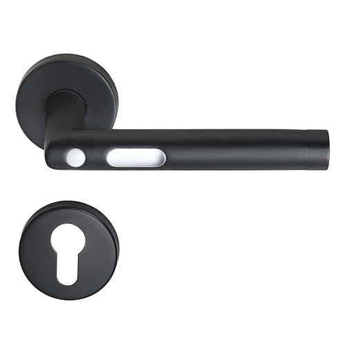 MeinTürgriff LED-Türgriff Orbit Türdrücker BB PZ WC schwarz Türgriff Drückergarnitur, Typ:PZ- Profilzylinder von Meintürgriff