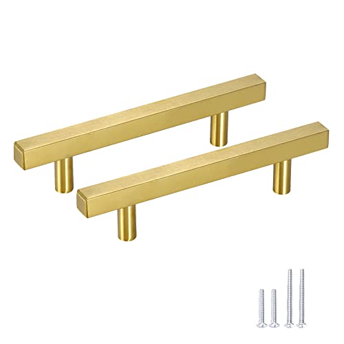 Meisax 10 Stück Schrankgriffe Gold 96mm Lochabstand Möbelgriffe Gold Griffe für Küchenschränke aus Edelstahl Küchenschrank Möbelgriffe mit Schrauben von Meisax