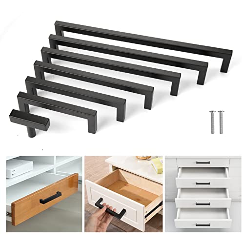 Meisax 10 Stück schrankgriffe Schwarz Möbelgriffe 160mm,Rostfrei Edelstahl griffe für küchenschränke, Schubladegriff Quadratischer Griff Stangengriff Kleiderschrankgriff Relinggriff von Meisax