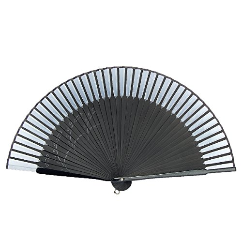 Meisax Japanisch Stil Handfächer Kirchbüten Damen Fächer Taschenfächer Klappfächer Dekofächer Wandfächer Bambusgriff für Sommer Anlässen Hochzeit Gartenfeste Tuch Dekoration (Tinte) von Meisax