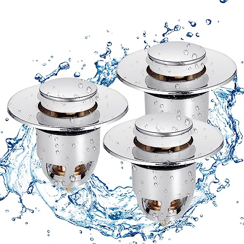Meisax Waschbeckenstöpsel, 3 Stück Universeller Abflussstopfen, Badewannenstöpsel mit Anti Clogging Sieb, POP UP Ventil Stöpsel für Ablaufgarnitur Waschbecken Ø 34-40mm von Meisax