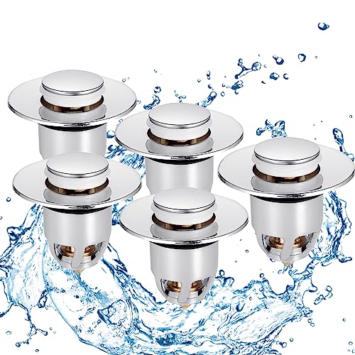 Meisax Waschbeckenstöpsel, 5 Stück Universeller Abflussstopfen, Badewannenstöpsel mit Anti Clogging Sieb, POP UP Ventil Stöpsel für Ablaufgarnitur Waschbecken Ø 34-40mm von Meisax