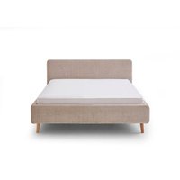 Meise Möbel Mattis Polsterbett 180x200cm Holzfuß Kopfteil Glatt Beige von Meise Möbel