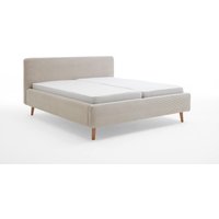 Meise Möbel Mattis Polsterbett 140x200cm Holzfuß Kopfteil Glatt Beige von Meise Möbel