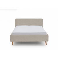 Meise Möbel Mattis Polsterbett 160x200cm Holzfuß Kopfteil Glatt Beige von Meise Möbel