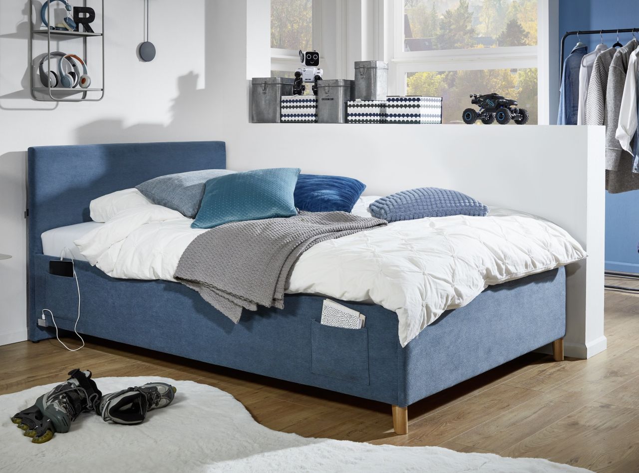 Polsterbett in 3 Größen Jugendbett Polsterliege USB-Anschluss Ocean von Meise Möbel