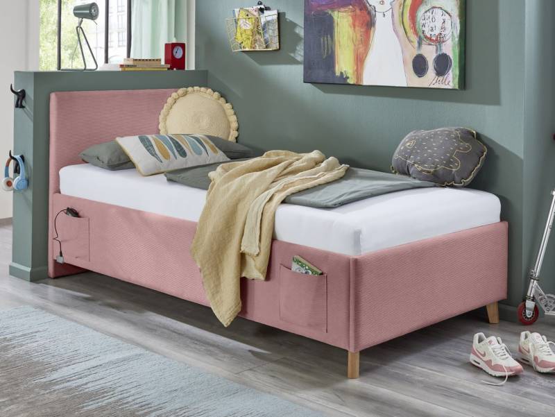 Polsterbett in 3 Größen Jugendbett Polsterliege USB-Anschluss Rose von Meise Möbel