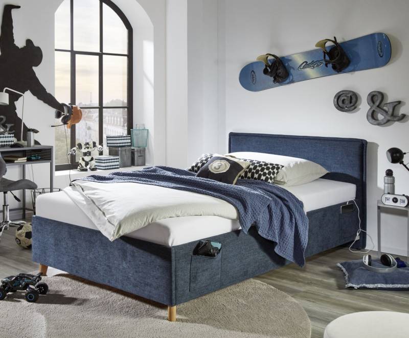 Polsterbett in 3 Größen Jugendbett Polsterliege USB-Anschluss Blau von Meise Möbel