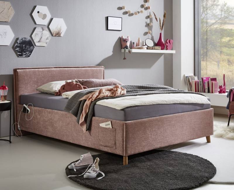 Polsterbett in 3 Größen Jugendbett Polsterliege USB-Anschluss Rose von Meise Möbel
