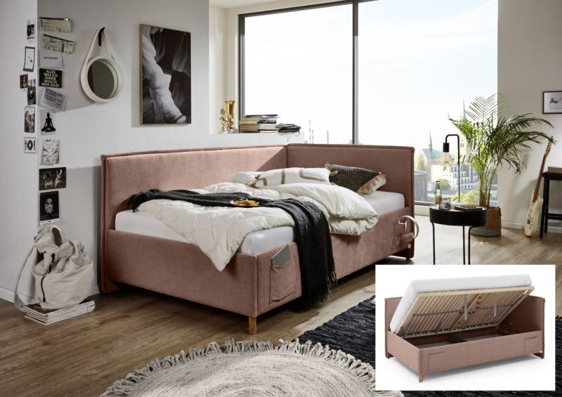 Polsterbett in 3 Größen Lattenrost Rückenteil Bettkasten USB Jugendbett Rose Polsterbett in 3 Größen Lattenrost Rückenteil Bettkasten USB Jugendbett Rose von Meise Möbel