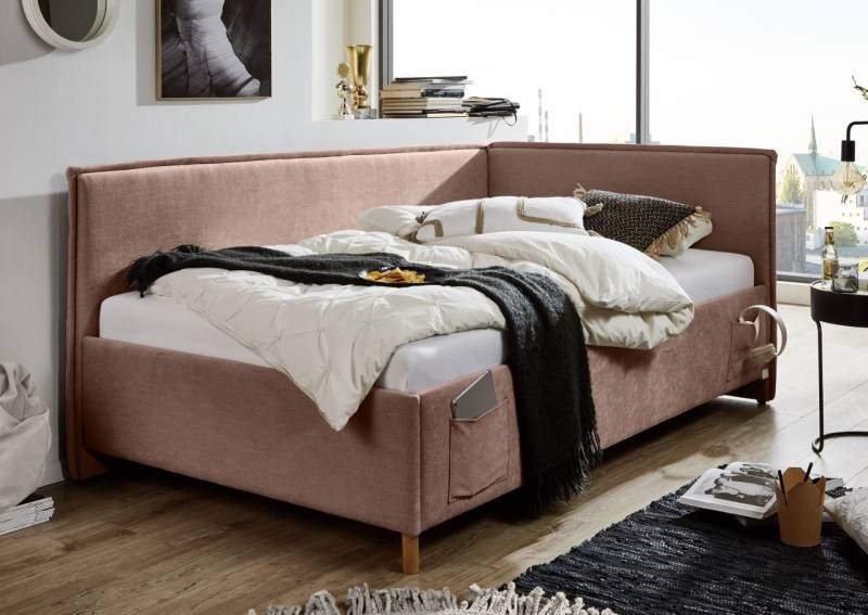 Polsterbett in 3 Größen mit Rückenteil USB-Anschluss Jugendbett Rose von Meise Möbel