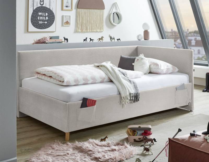 Polsterbett in 3 Größen mit Rückenteil USB-Anschluss Jugendbett Nata von Meise Möbel