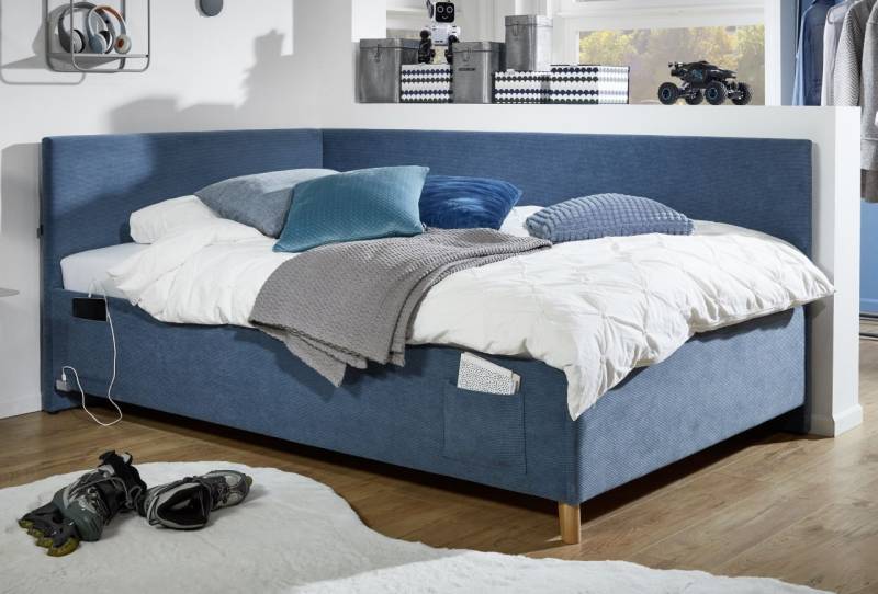 Polsterbett in 3 Größen mit Rückenteil USB-Anschluss Jugendbett Ocean von Meise Möbel