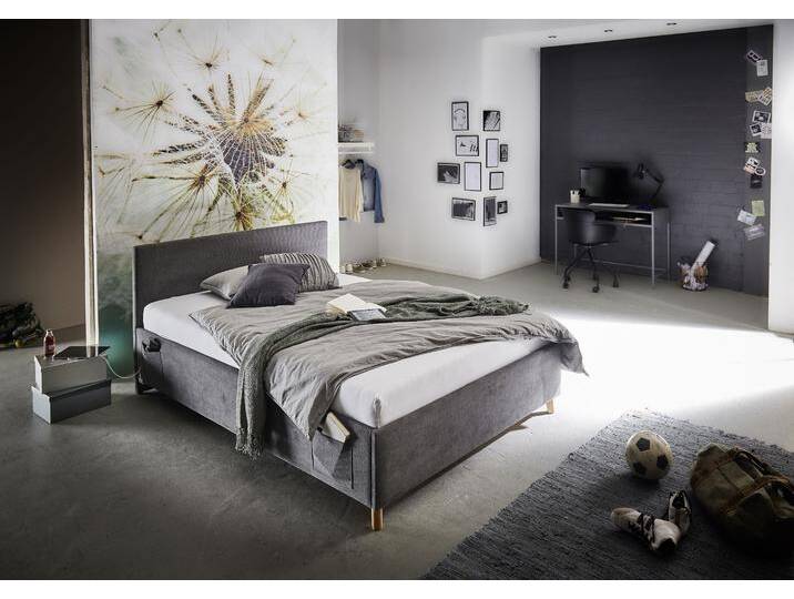 Kinderbett MEISE.MÖBEL COOL , grau (anthrazit, anthrazit), B:100cm L:210cm, Betten, Polsterbett wahlweise mit Bettkasten, Jugendbett inkl. USB-Anschluss von Meise