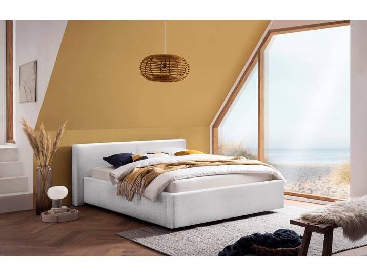 Polsterbett MEISE.MÖBEL Cube wahlweise mit Matratze und Bettkasten , silber (silber, silber), B:180cm L:227cm, Betten, extra flaches Kopfteil, erhältlich in den Breiten 140cm, 160cm & 180cm von Meise