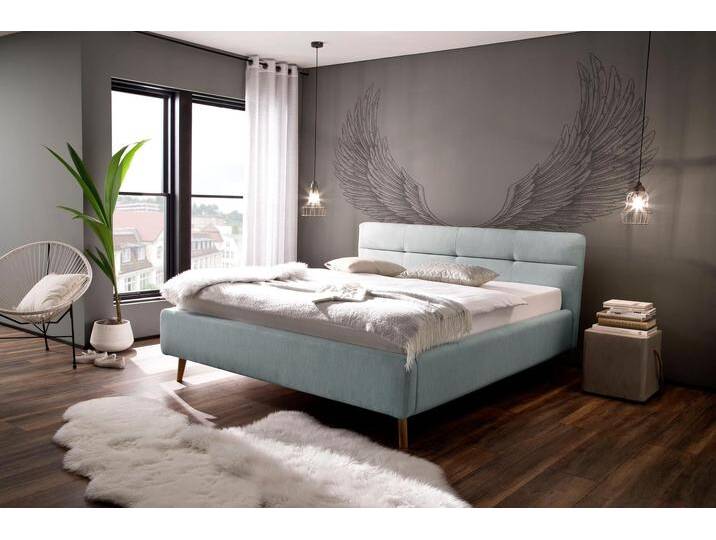 Polsterbett MEISE.MÖBEL Lotte , blau (eisblau), L:217cm, Bezug Bett: Strukturstoff (100% Polyester), Betten, mit Lattenrost und Bettkasten von Meise